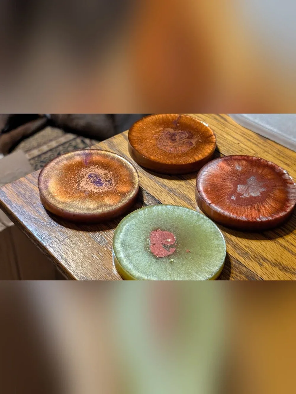 Abstract Planets Made From Epoxy Resin 4 Piece Coaster Set